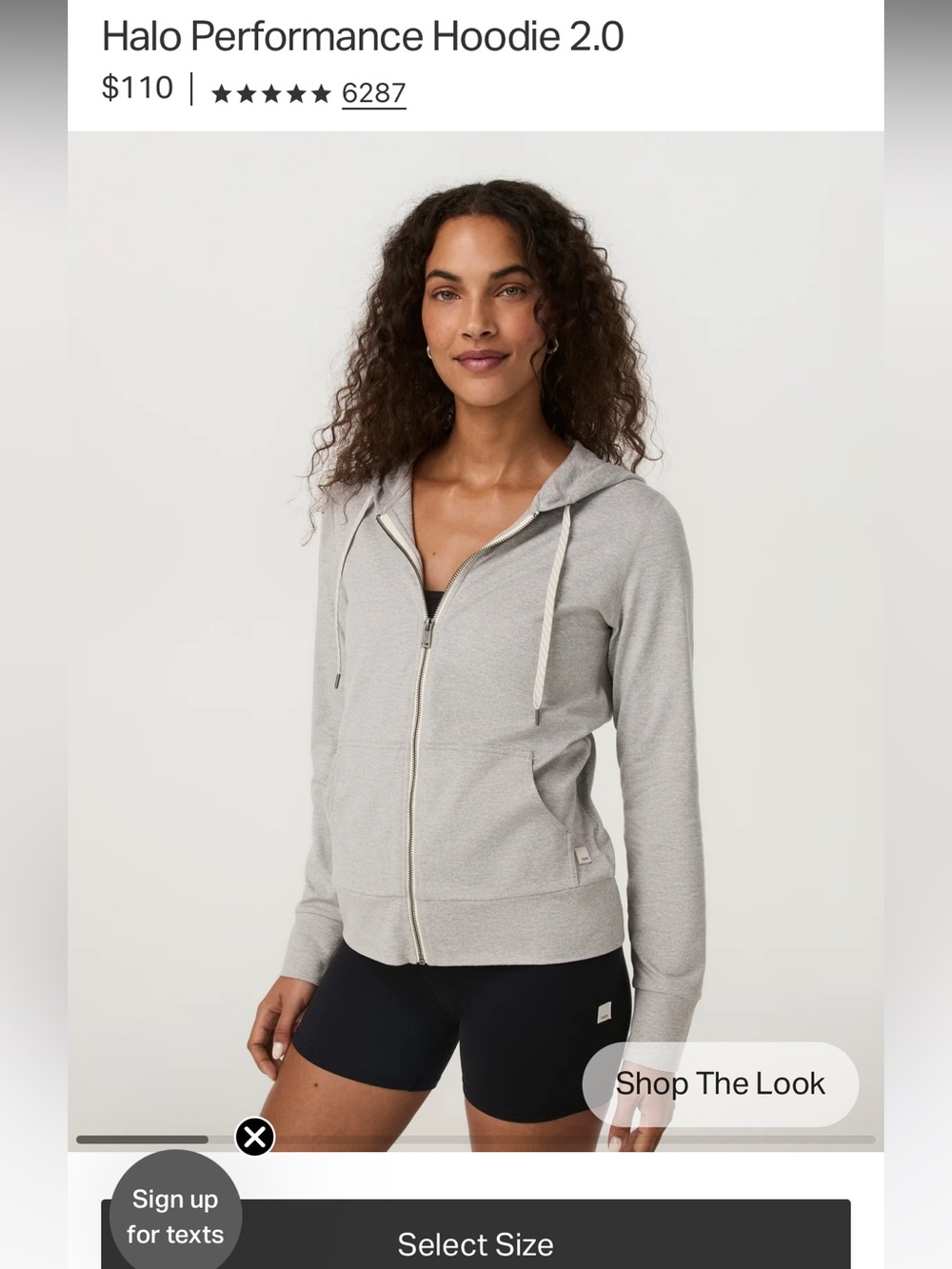 Vuori women’s Halo performance hoodie size small pale grey heather
